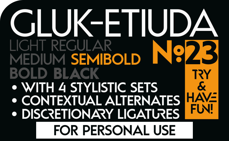 Font GlukEtiudaNo23 Semibold made by gluk